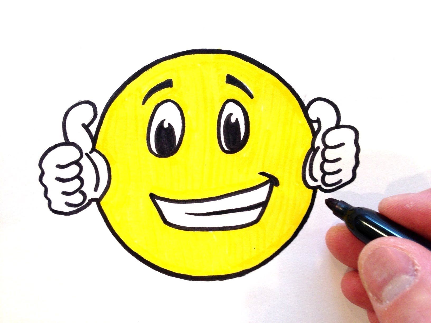 Happy face thumbs up cartoon